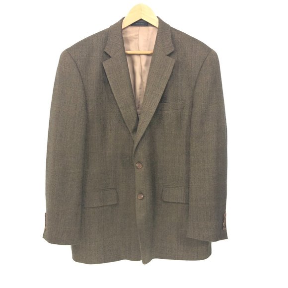 MEN'S RALPH LAUREN 100% LAMBS WOOL BROWN TWEED SPORT JACKET SIZE 44 R